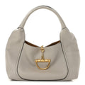 Grained Calfskin Softbit Medium Shoulder Bag Light Grey