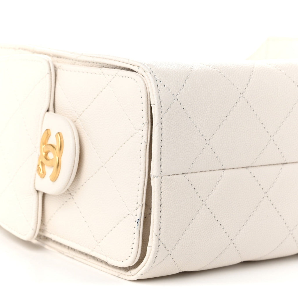 Caviar Quilted Mini Chanel 25 Handbag White