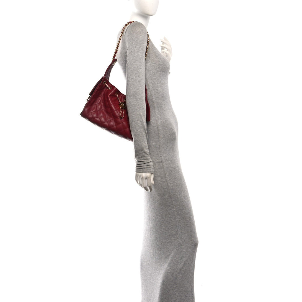 Caviar Quilted Small Chanel 25 Handbag Burgundy