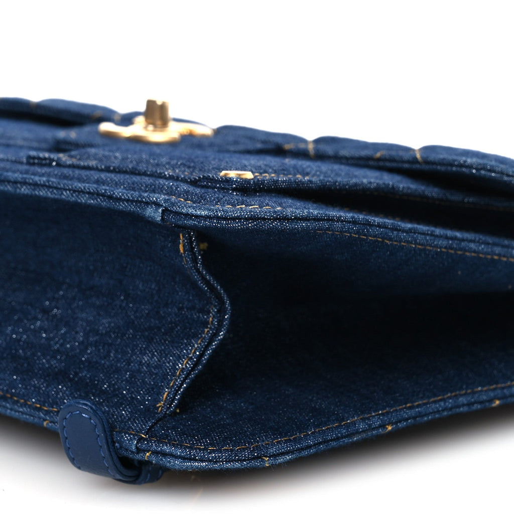 Denim Quilted Double You Backpack Blue Golden