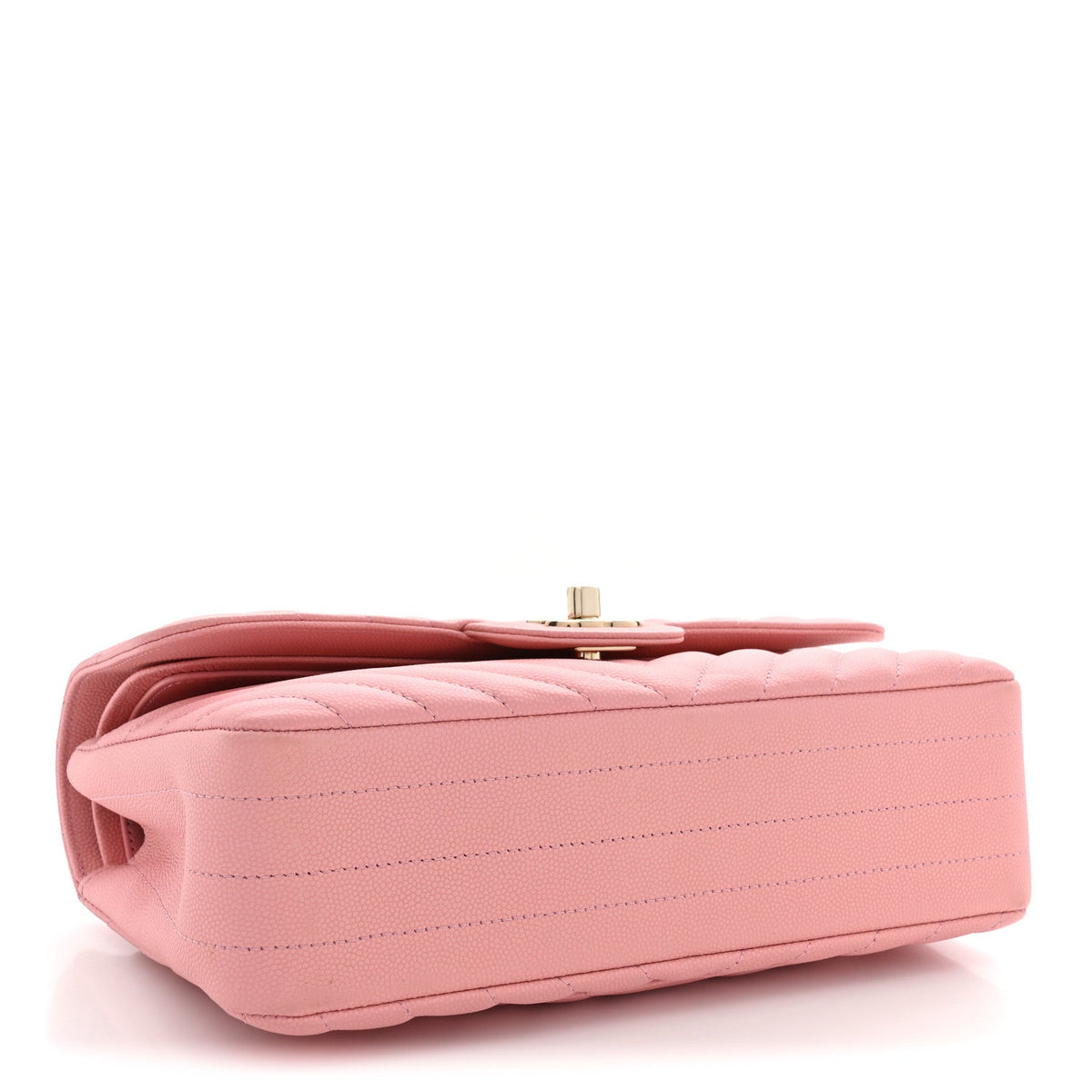 Caviar Chevron Quilted Small Double Flap Pink