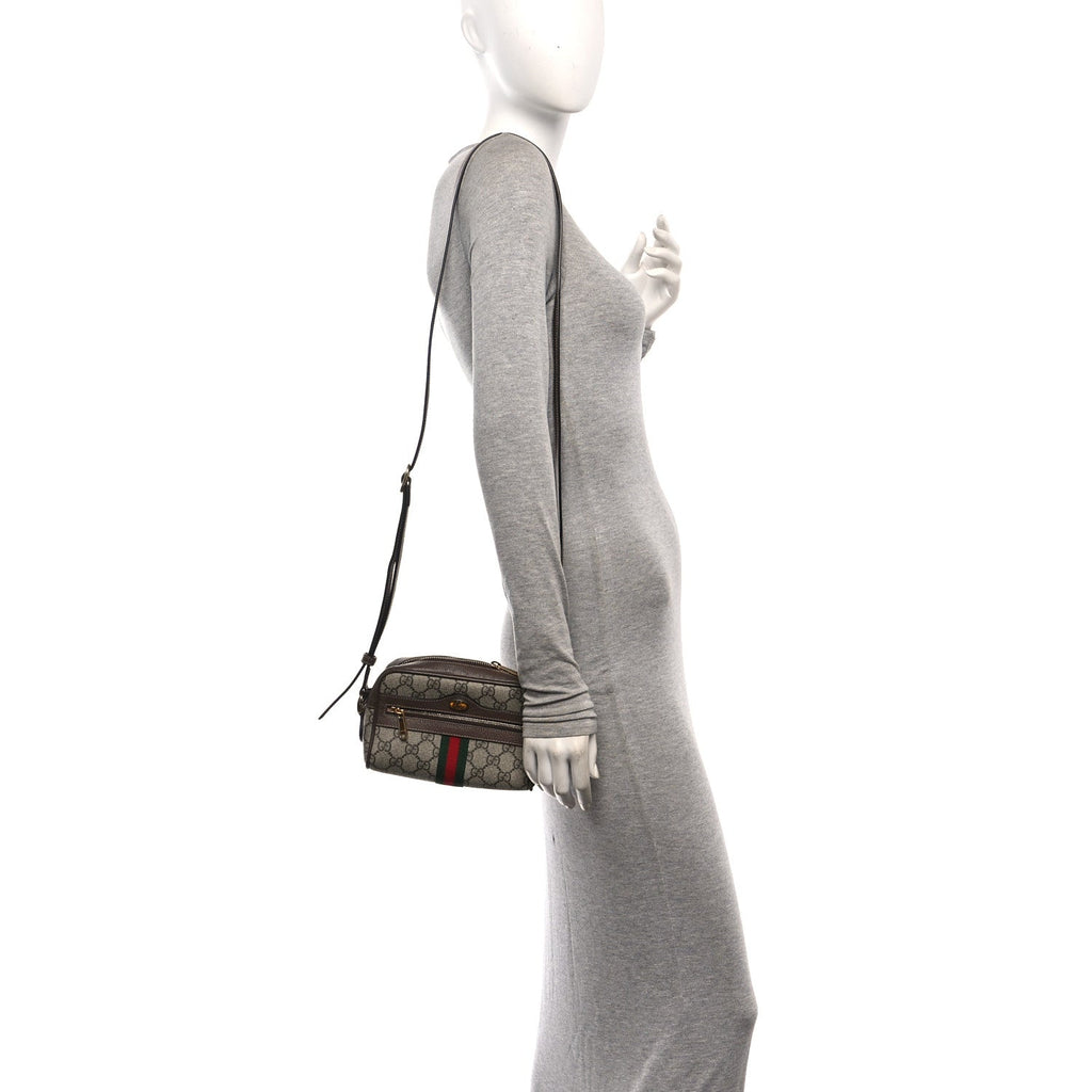 GG Supreme Monogram Web Mini Ophidia Shoulder Bag Brown