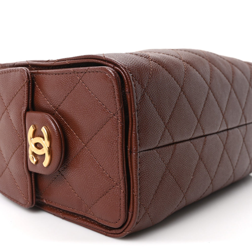 Caviar Quilted Mini Chanel 25 Handbag Brown