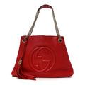 Pebbled Calfskin Medium Soho Chain Shoulder Bag Tabasco Red