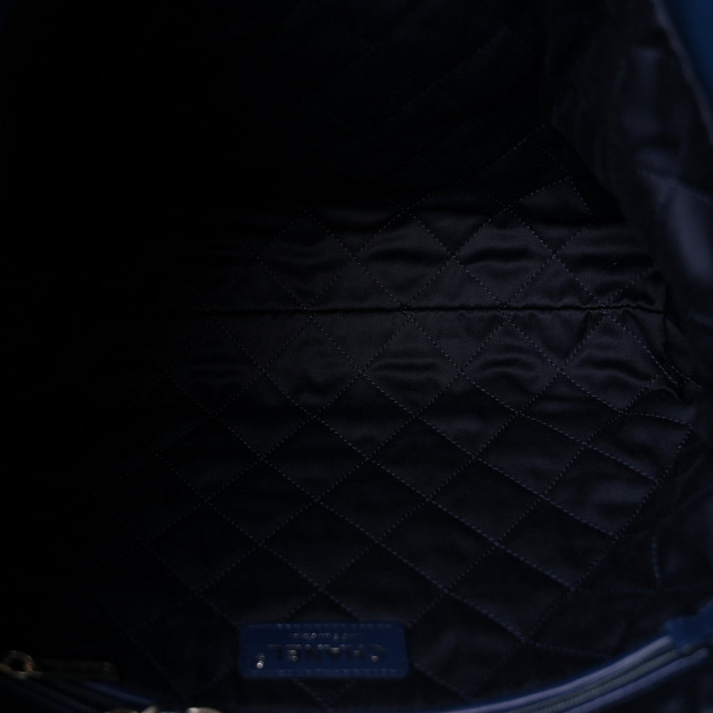 Shiny Calfskin Quilted Small Chanel 22 Navy