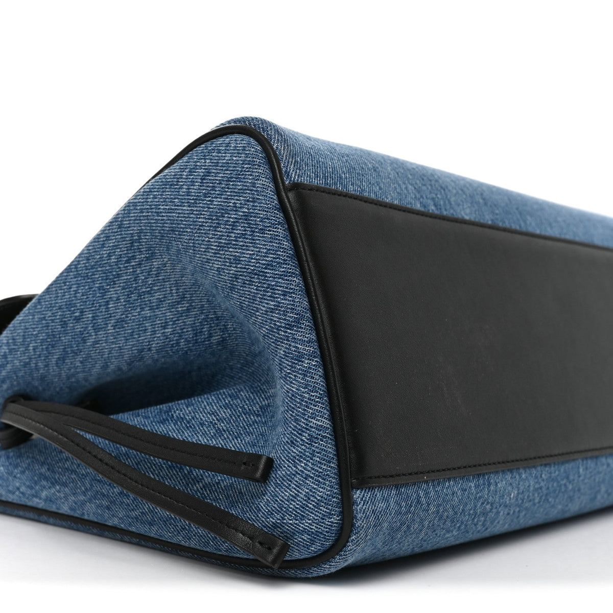 Denim Calfskin Urban Essentials Shopping Bag Blue Black