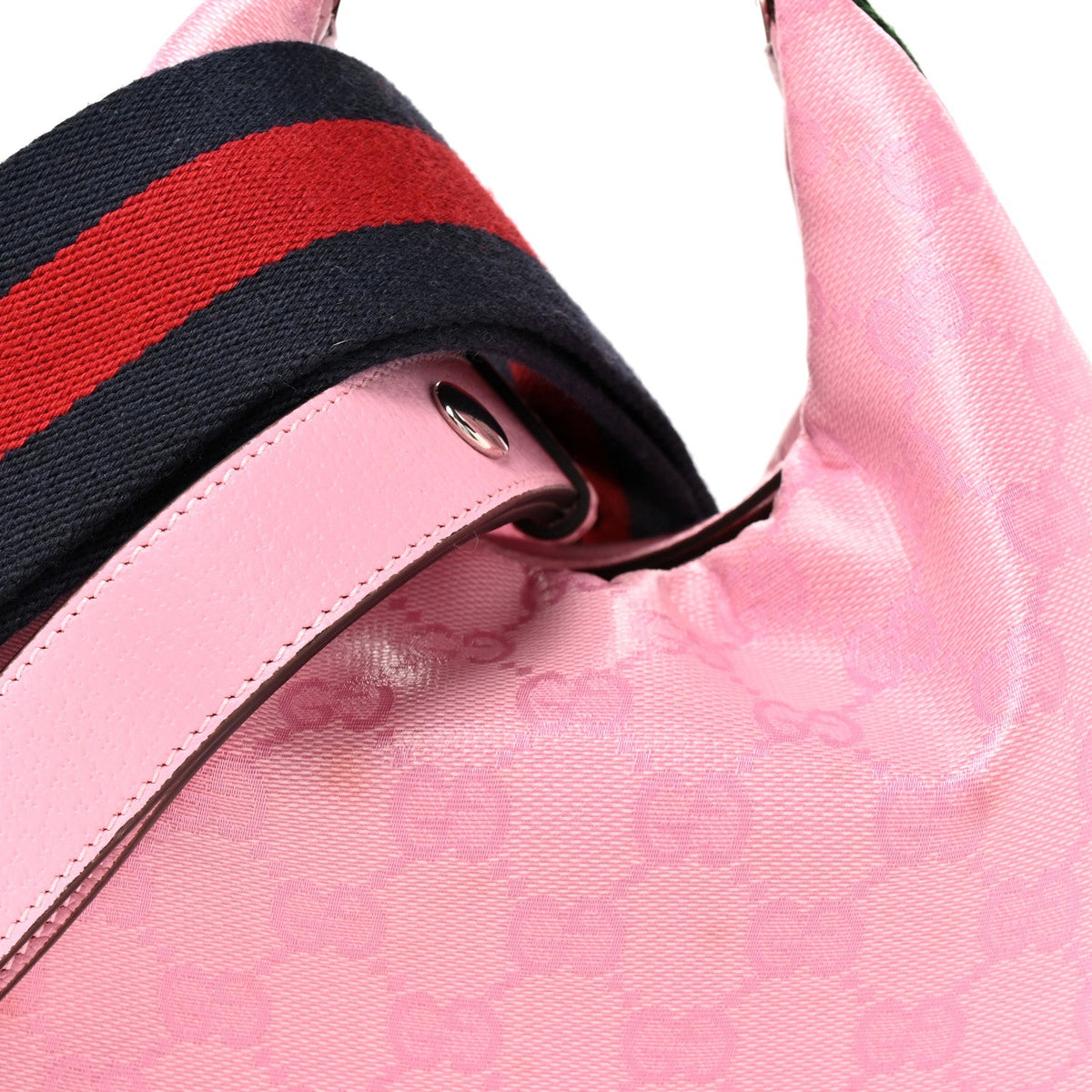 GG Crystal Coated Canvas Monogram Web Small Attache Shoulder Bag Pink