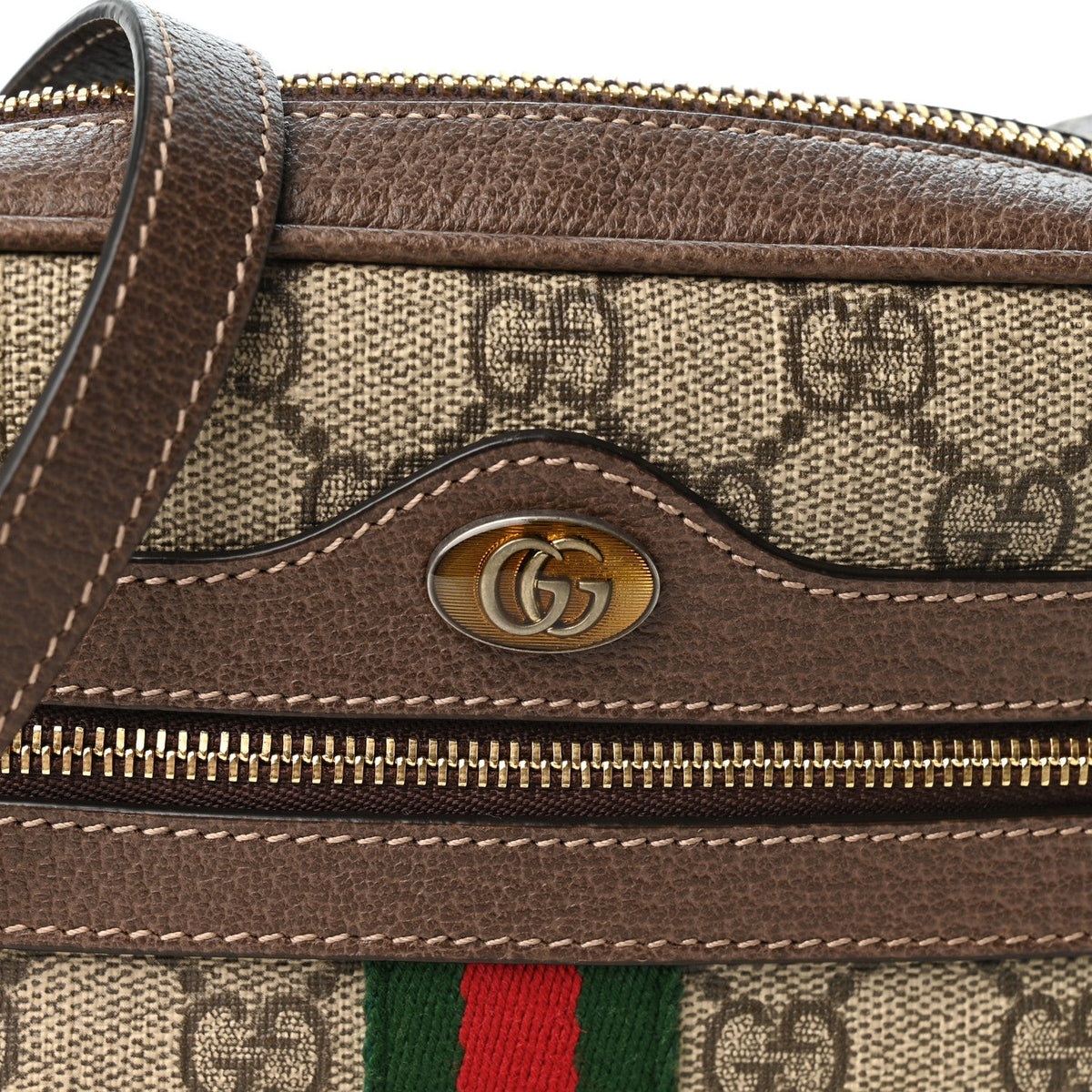 GG Supreme Monogram Web Mini Ophidia Shoulder Bag Brown