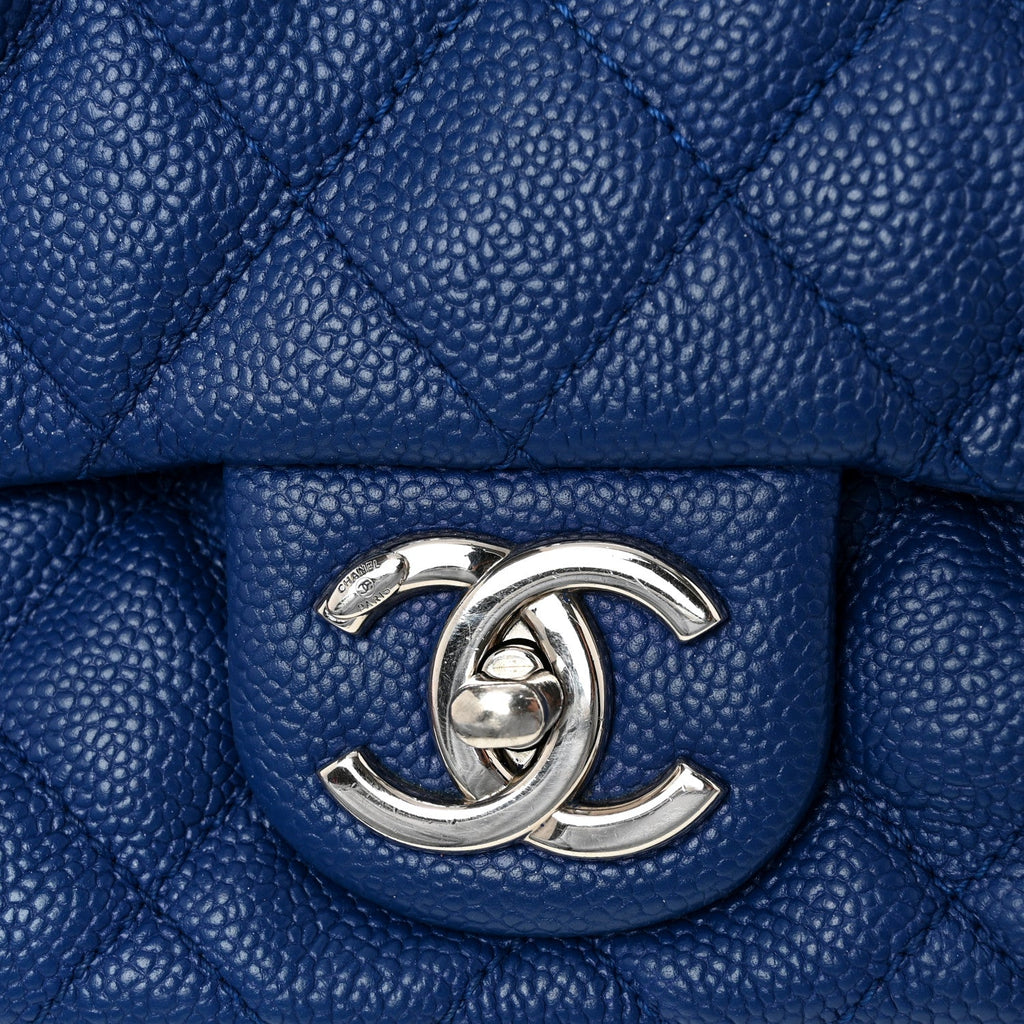 Caviar Quilted Medium Easy Flap Blue