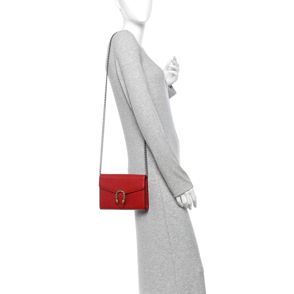 Calfskin Mini Dionysus Chain Wallet Hibiscus Red