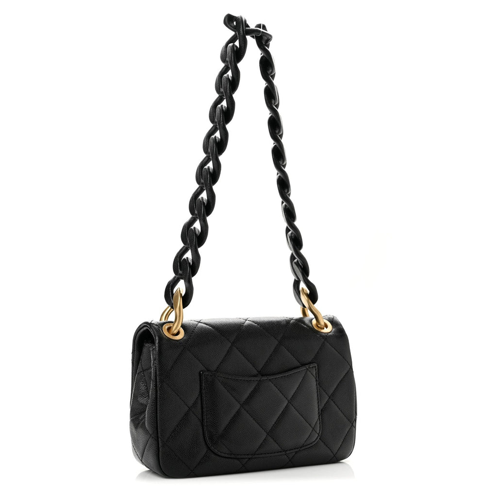 Caviar Quilted Funky Match Mini Flap Black