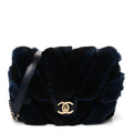 Orylag Rabbit Fur Chevron Small Single Flap Black Blue