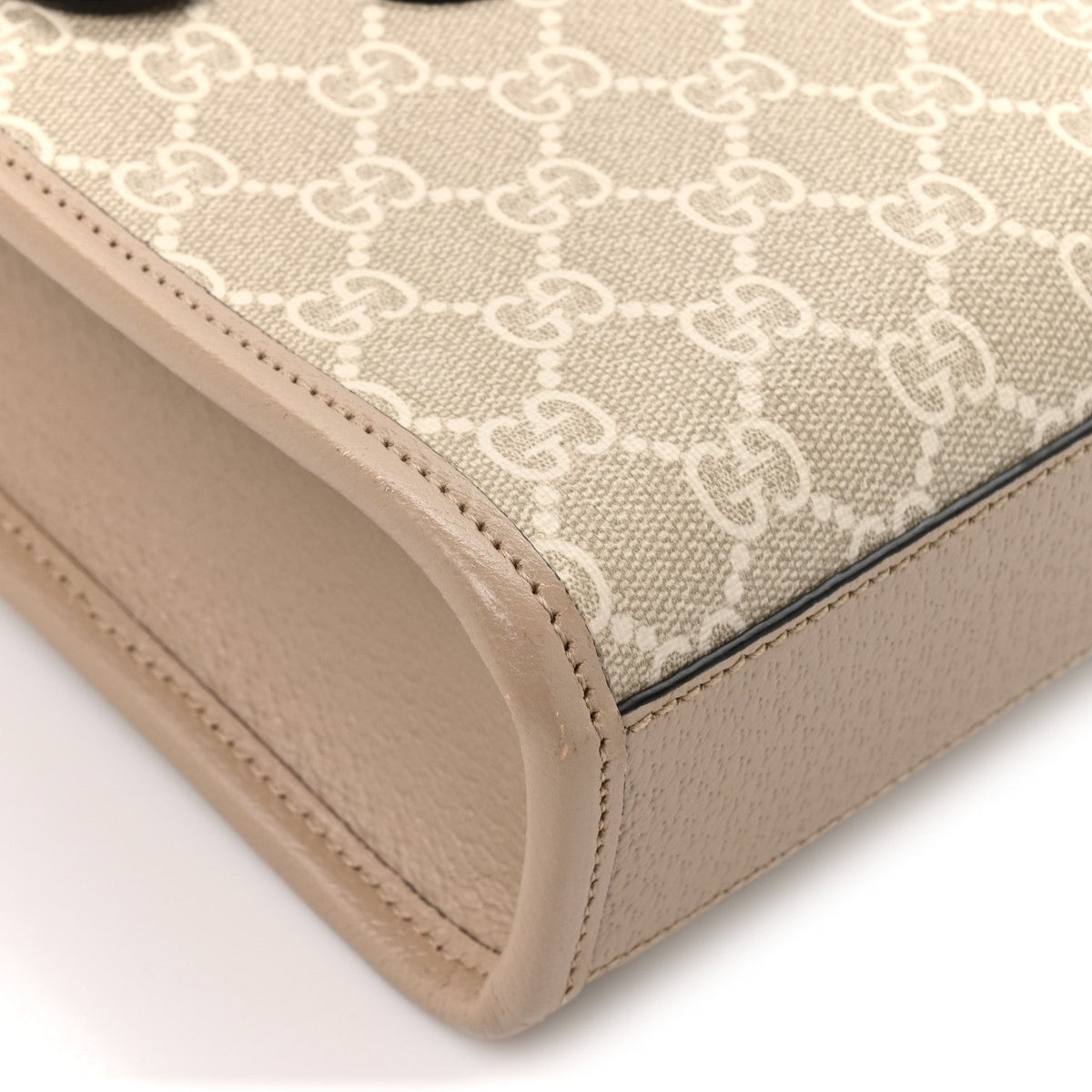 GG Supreme Monogram Textured Dollar Calfskin Mini Retro Interlocking G Tote Bag Beige Mystic White Oatmeal