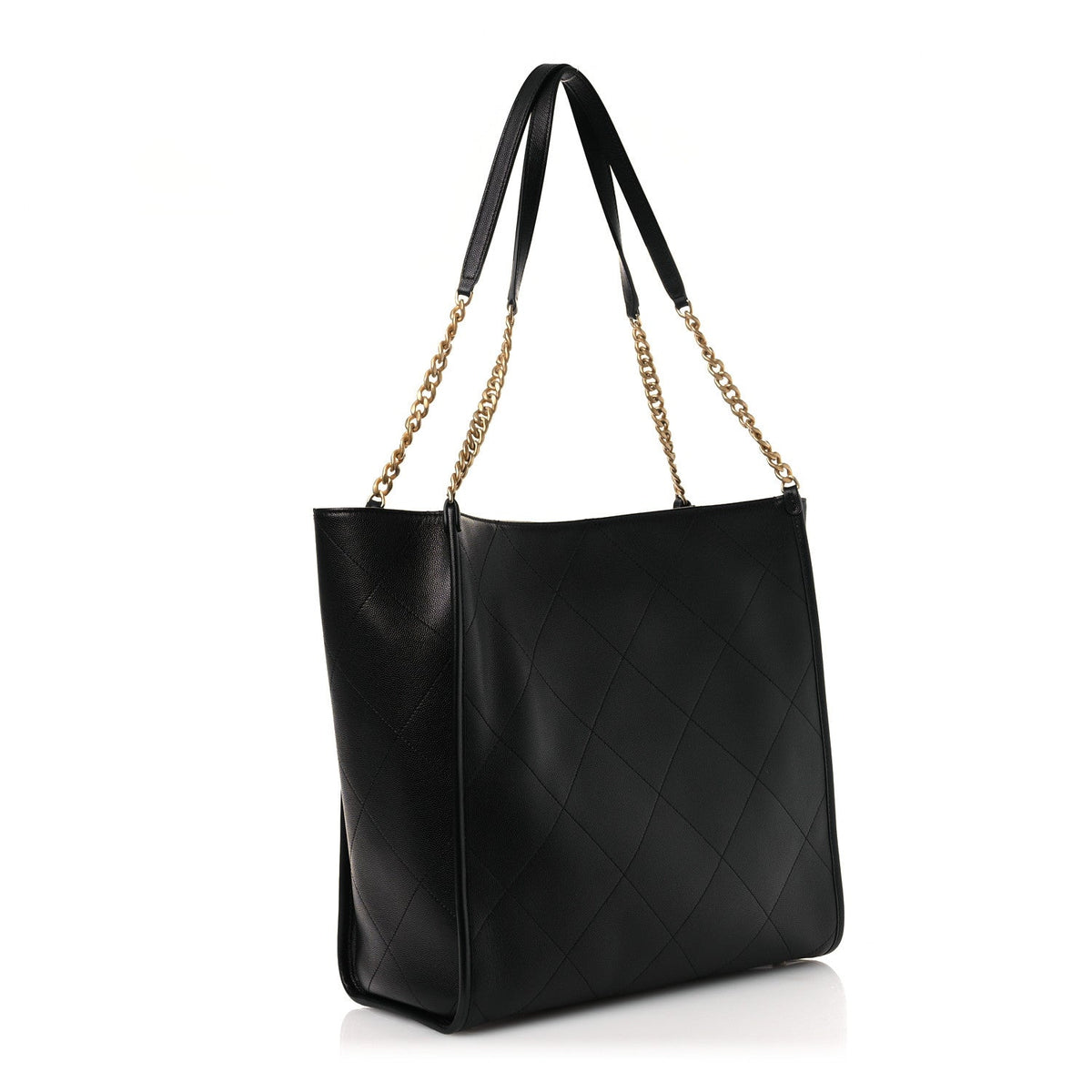 Caviar Stitched Pocket CC Large Tote Black