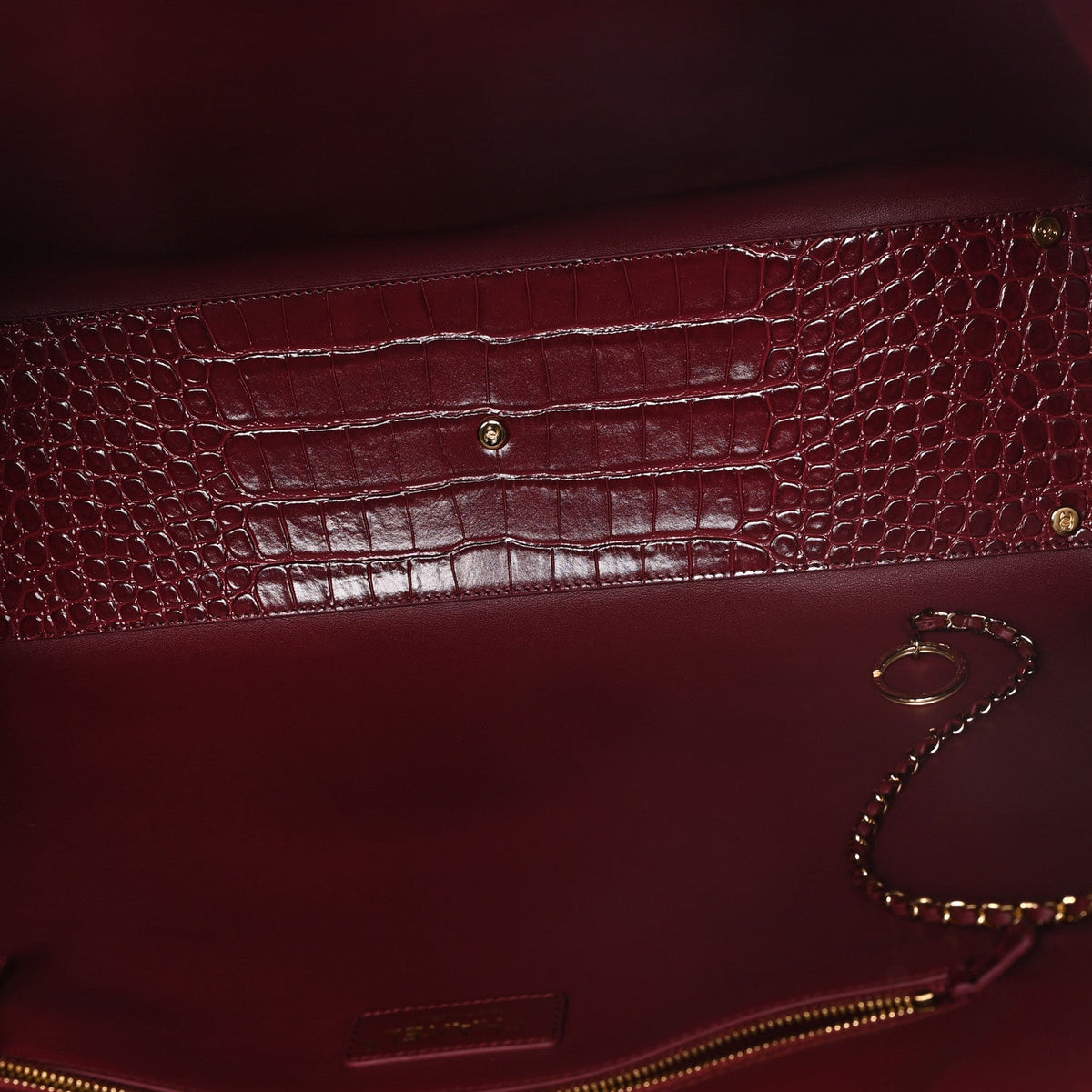 Calfskin Crocodile Embossed Archetype Large Shopping Tote Burgundy Burgundy