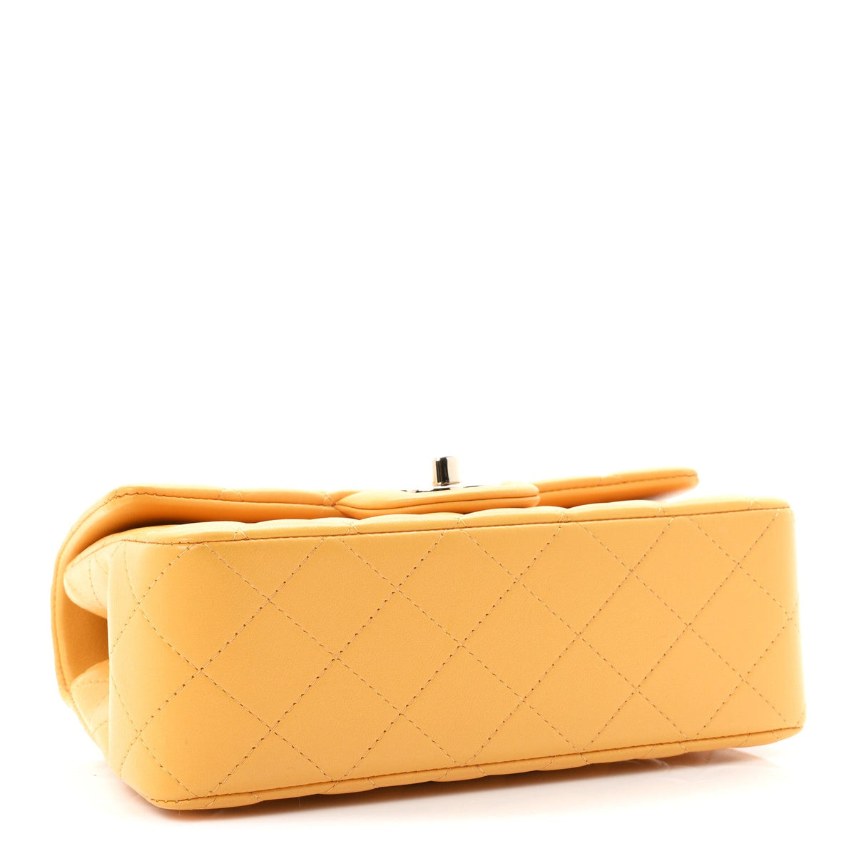 Lambskin Quilted Mini Top Handle Rectangular Flap Yellow