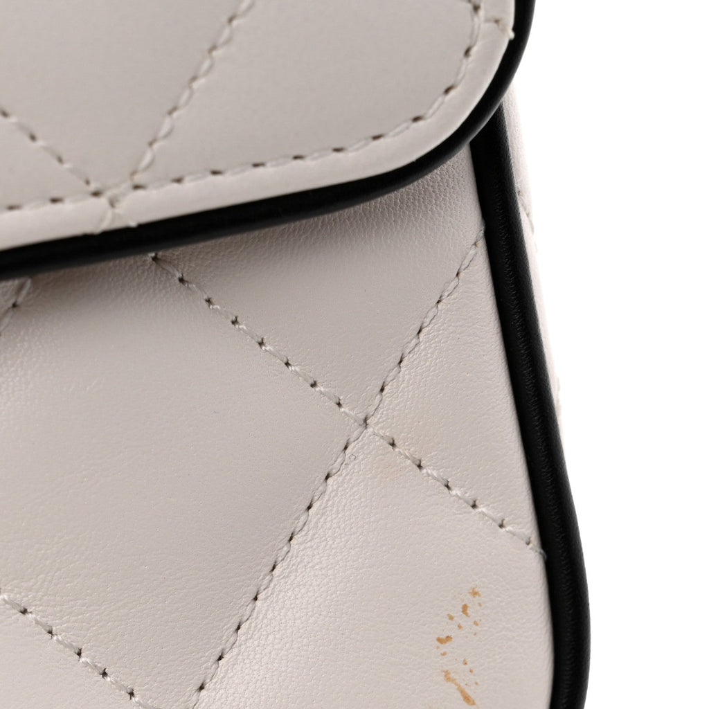 Lambskin Quilted Resin Graphic Frame Flap Bag White Black