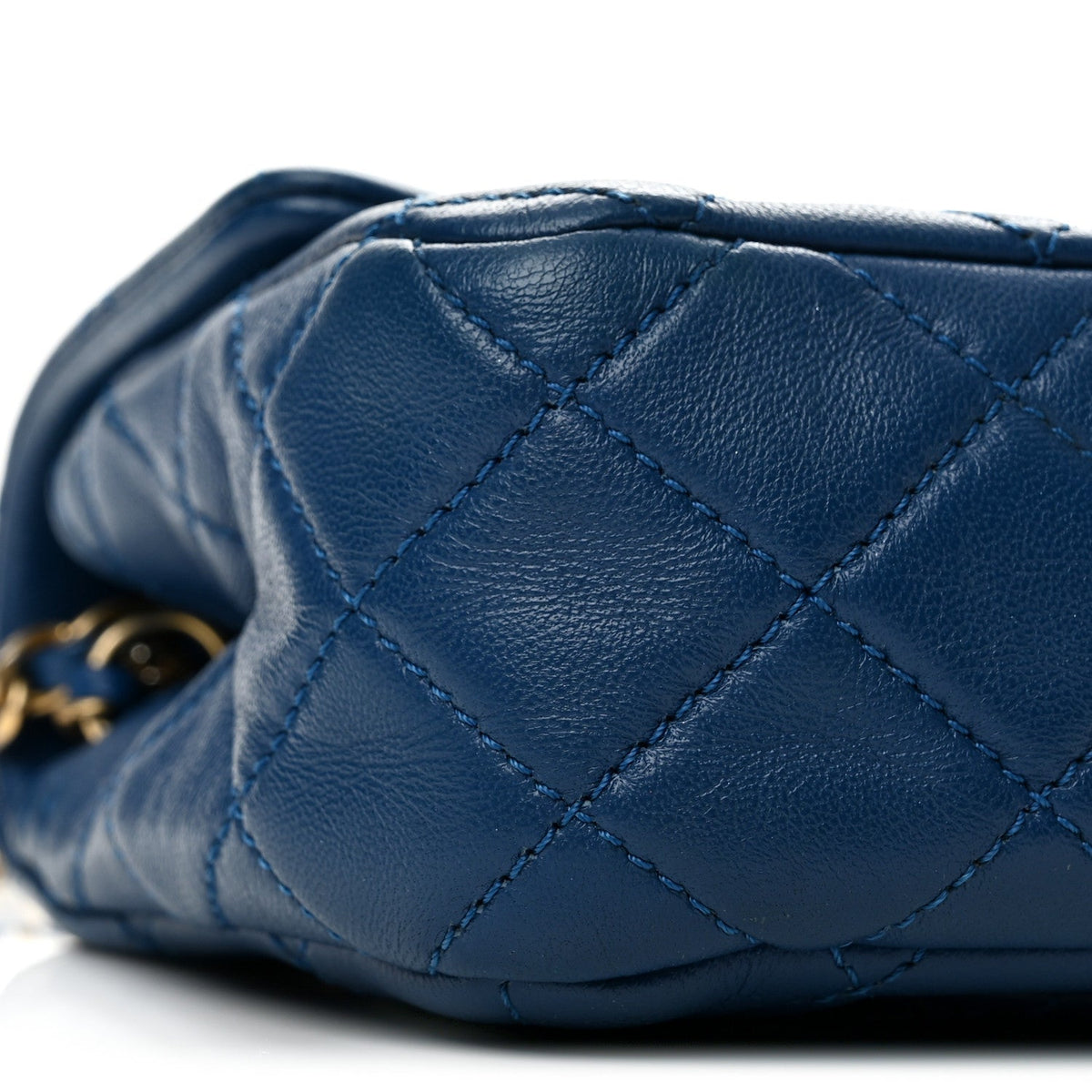 Lambskin Quilted Pearl Crush Mini Rectangular Flap Blue