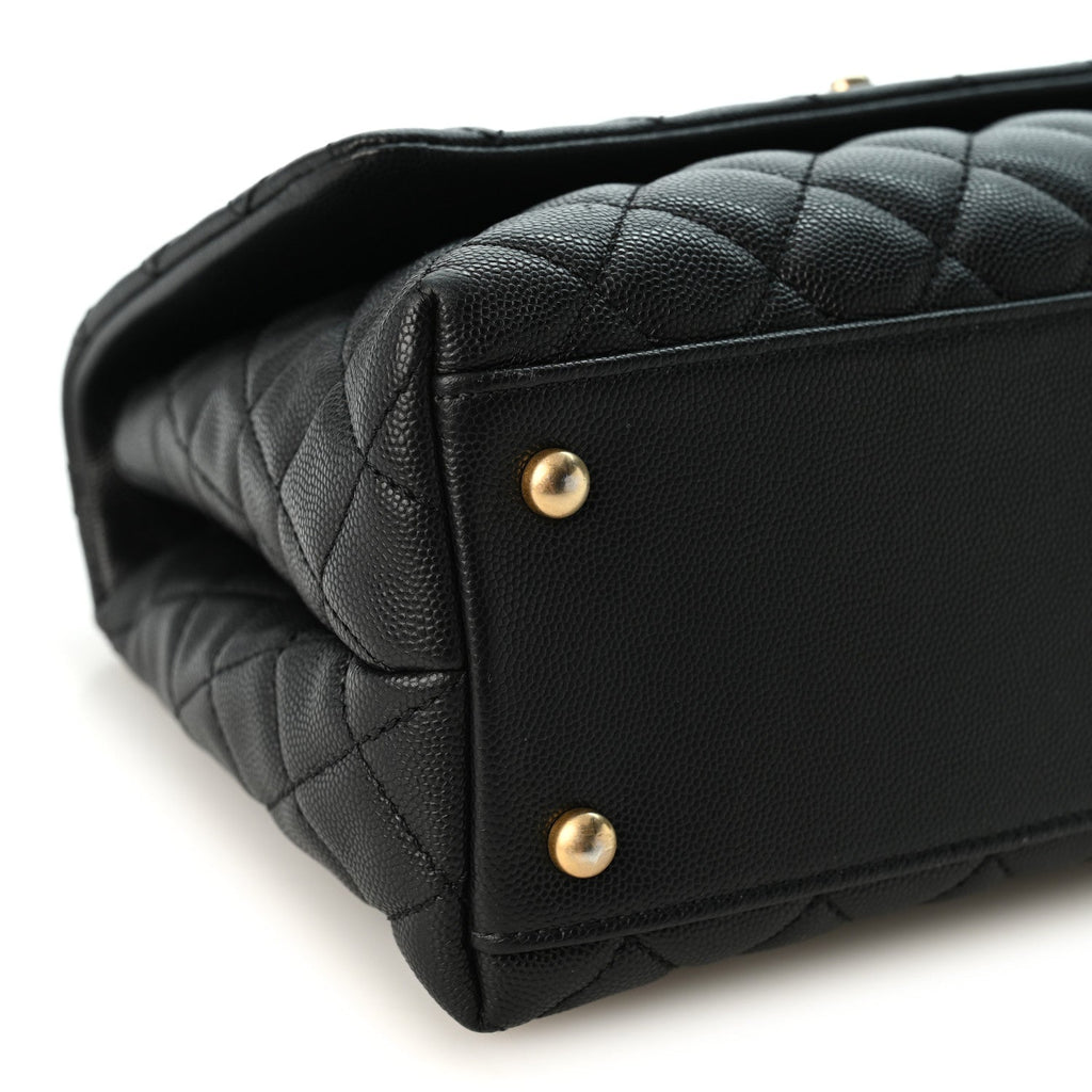 Caviar Quilted Small Coco Handle Flap Black