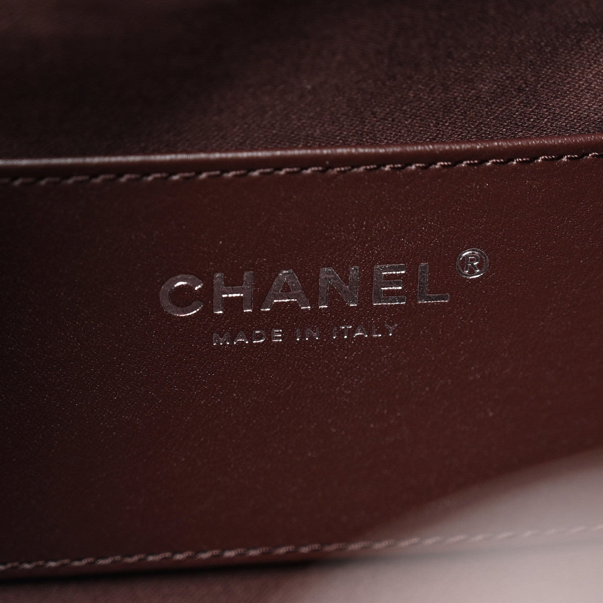 Shiny Crumpled Calfskin Quilted Small Chanel 25 Handbag Dark Brown