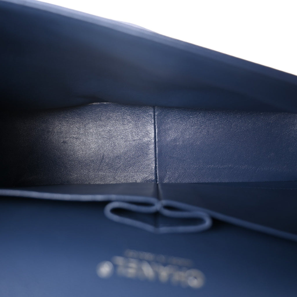 Caviar Quilted Jumbo Double Flap Navy Blue