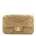 Suede Calfskin Mini Souplissimo Flap Dark Beige