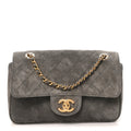 Suede Calfskin Mini Souplissimo Flap Dark Grey