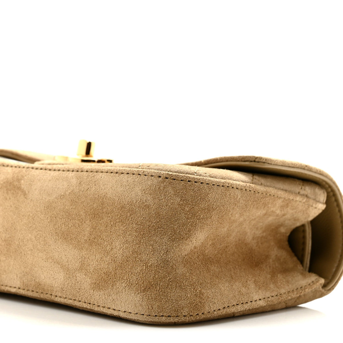Suede Calfskin Mini Souplissimo Flap Dark Beige