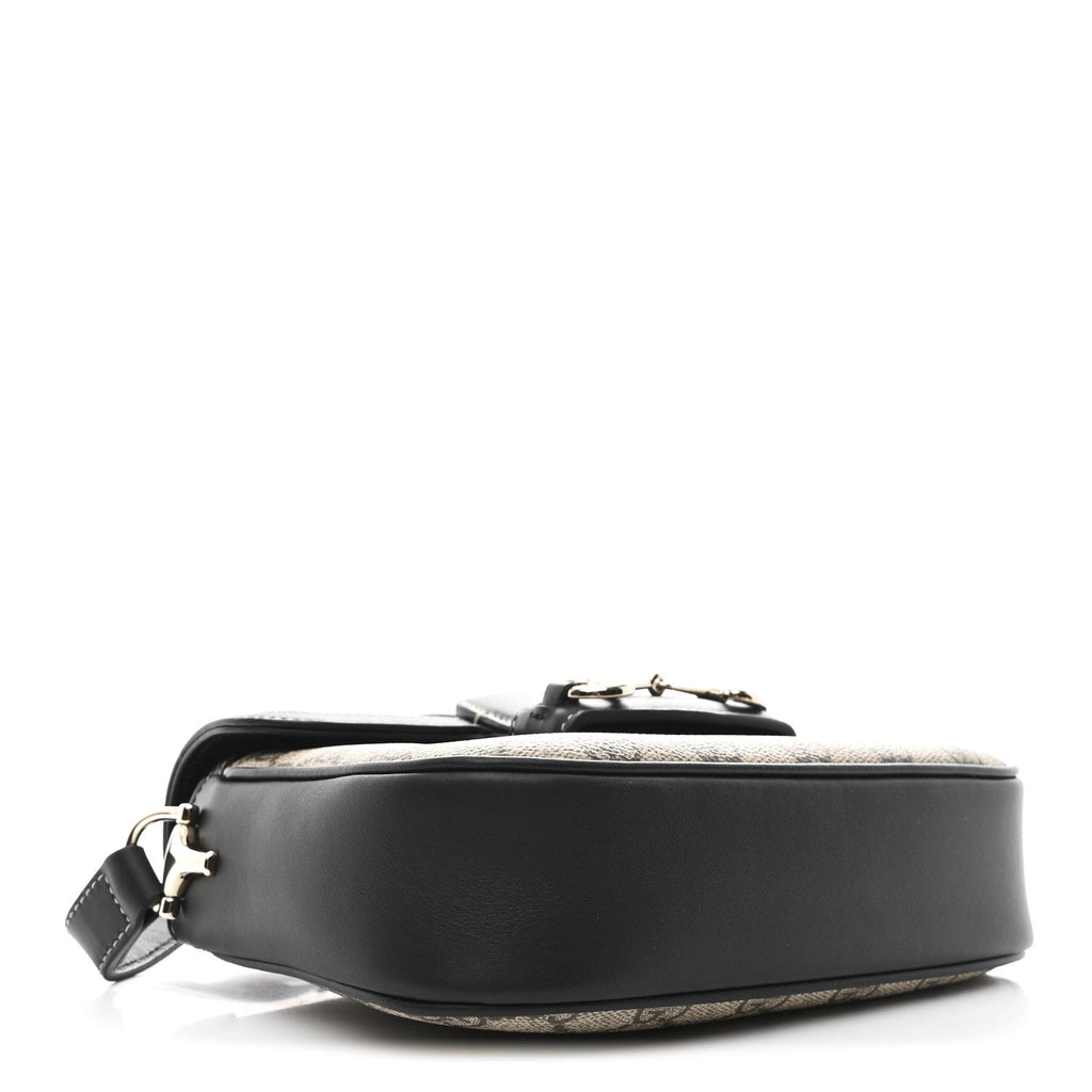 GG Supreme Monogram Horsebit 1955 Soft Mini Shoulder Bag Beige Black