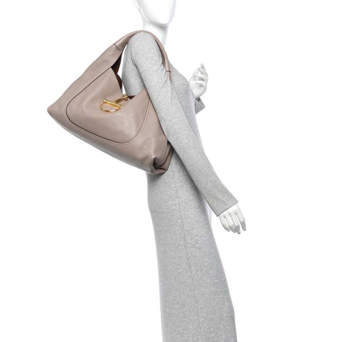 Grained Calfskin Softbit Maxi Shoulder Bag Taupe