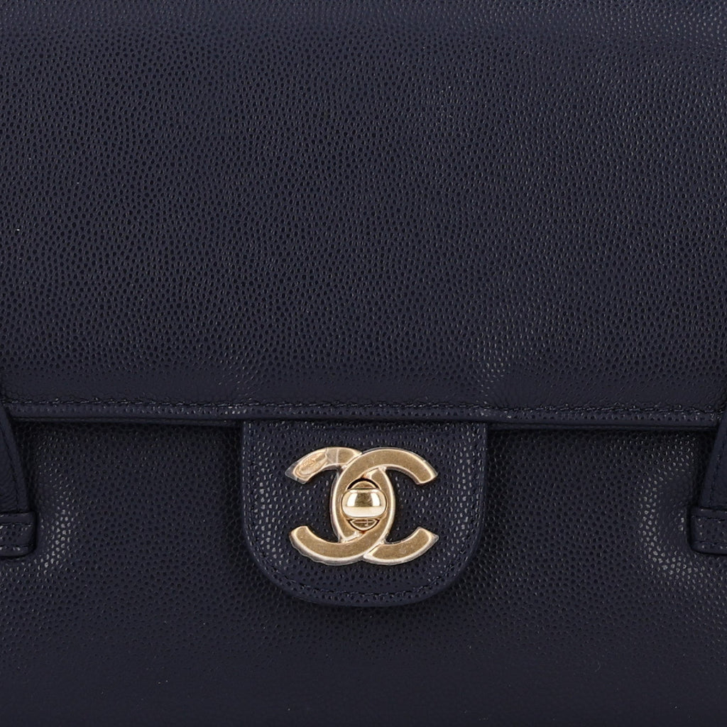 Shiny Caviar Preppy Coco Small Flap Navy