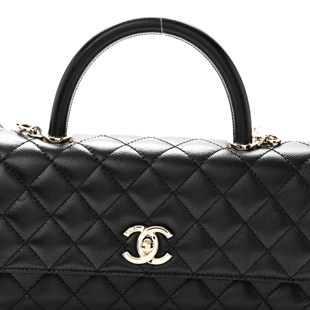 Caviar Quilted Maxi East West Coco Handle Flap Black