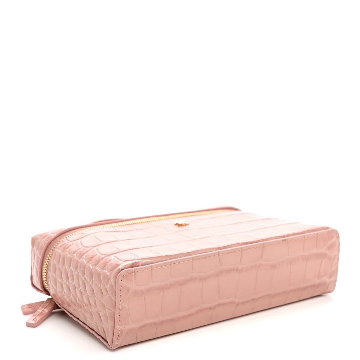 Calfskin Crocodile Embossed Crococo Exoticoco Vanity With Chain Light Pink