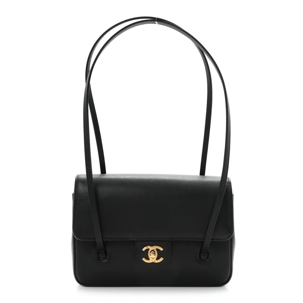 Shiny Caviar Preppy Coco Small Flap Black