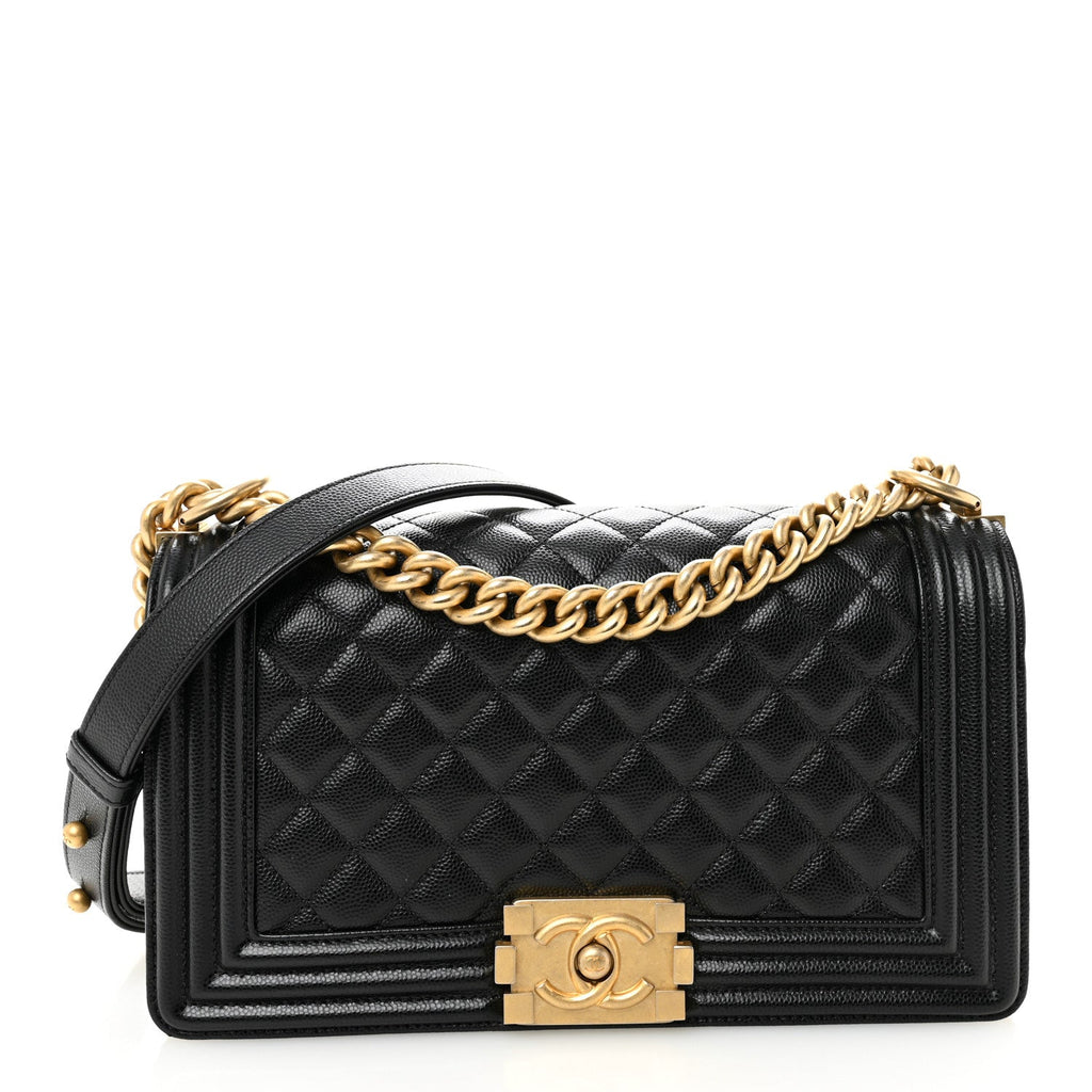 Caviar Quilted Medium Boy Flap Black