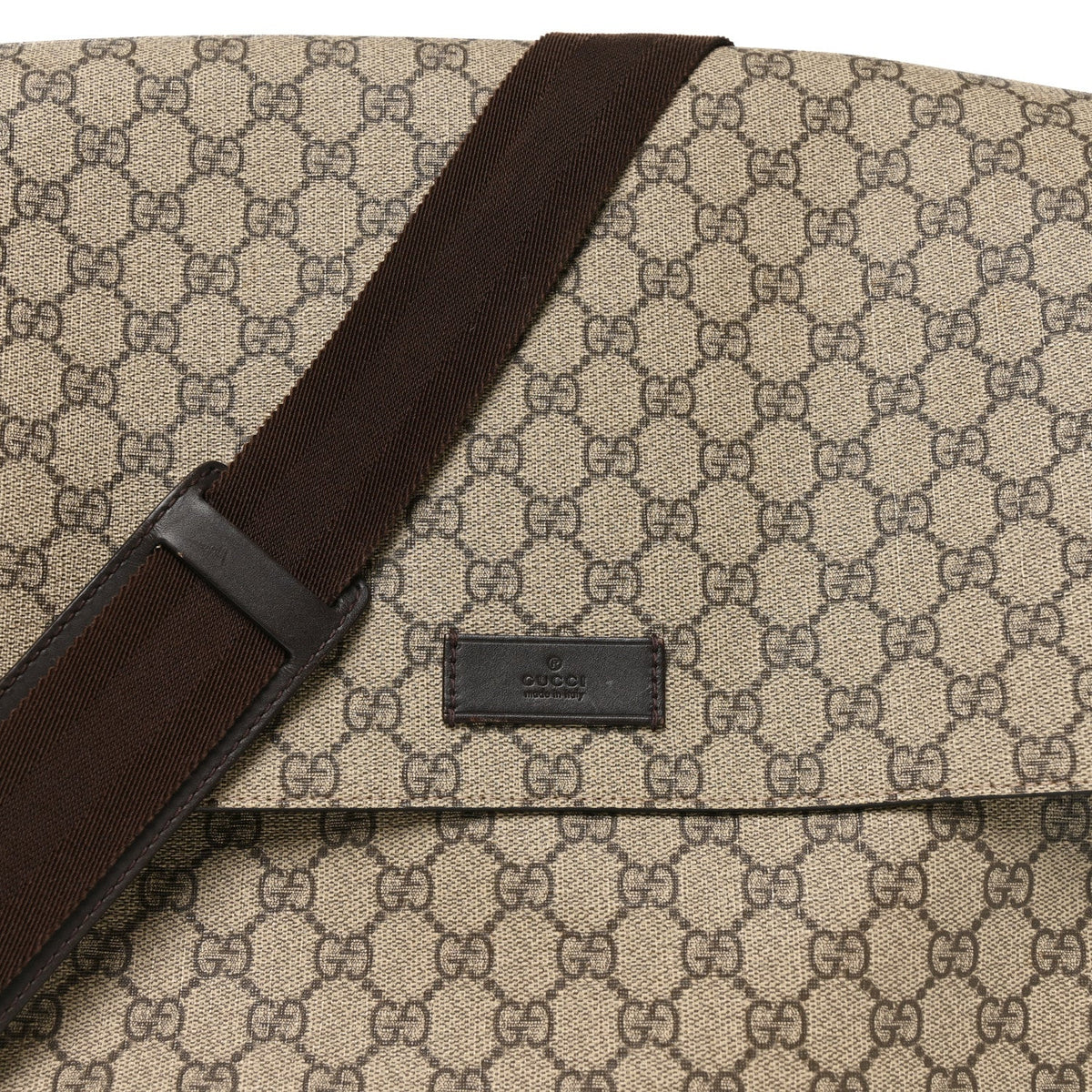 GG Plus Monogram Messenger Diaper Bag Dark Brown