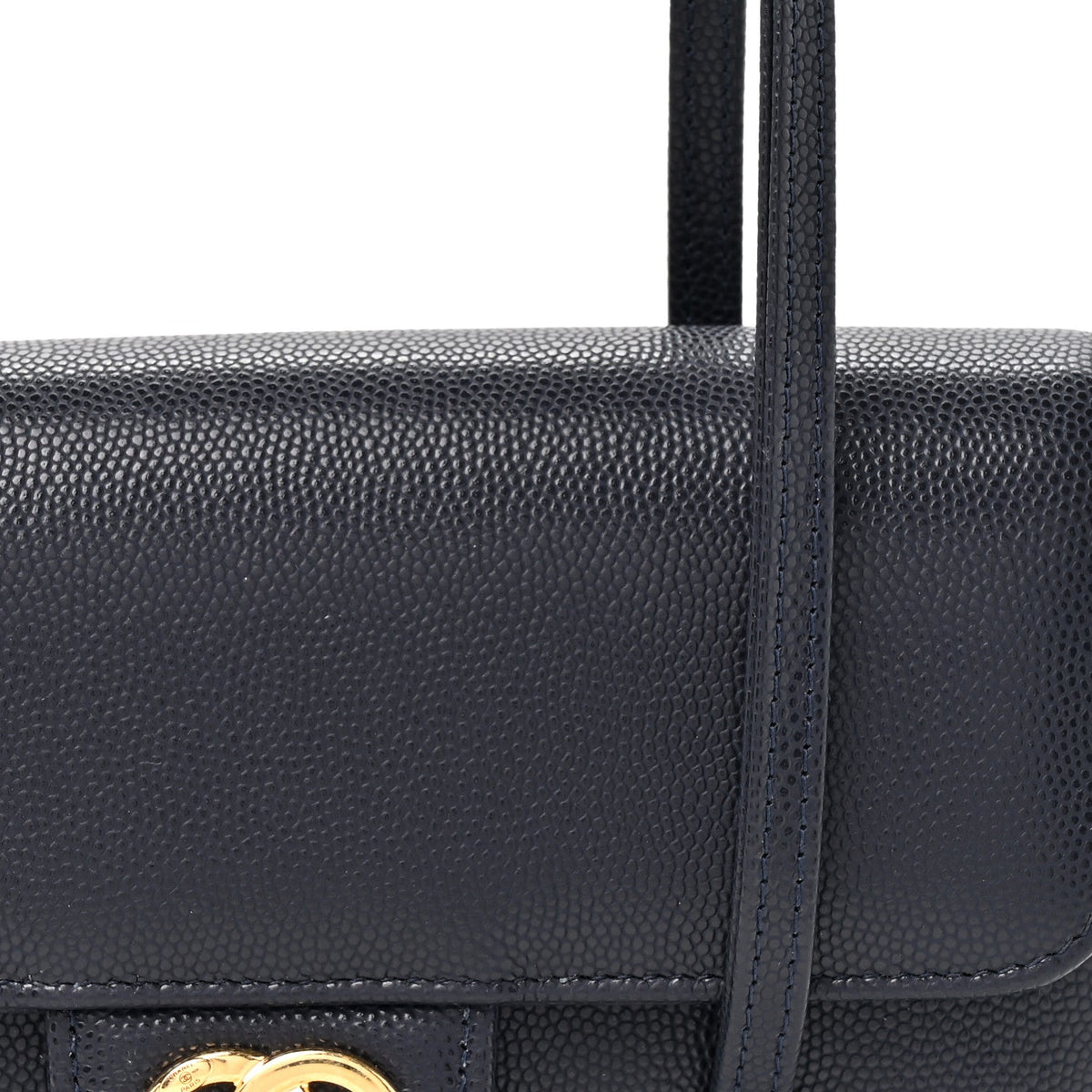 Shiny Caviar Mini Preppy Coco Shoulder Bag Dark Blue