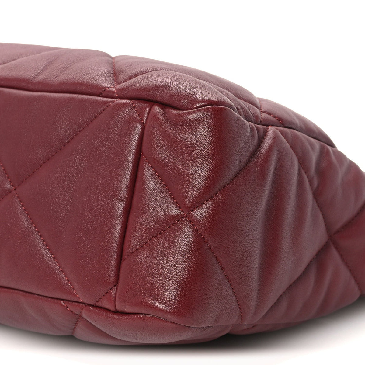 Lambskin Quilted Chanel 19 East West Shopping Bag Dark Brown