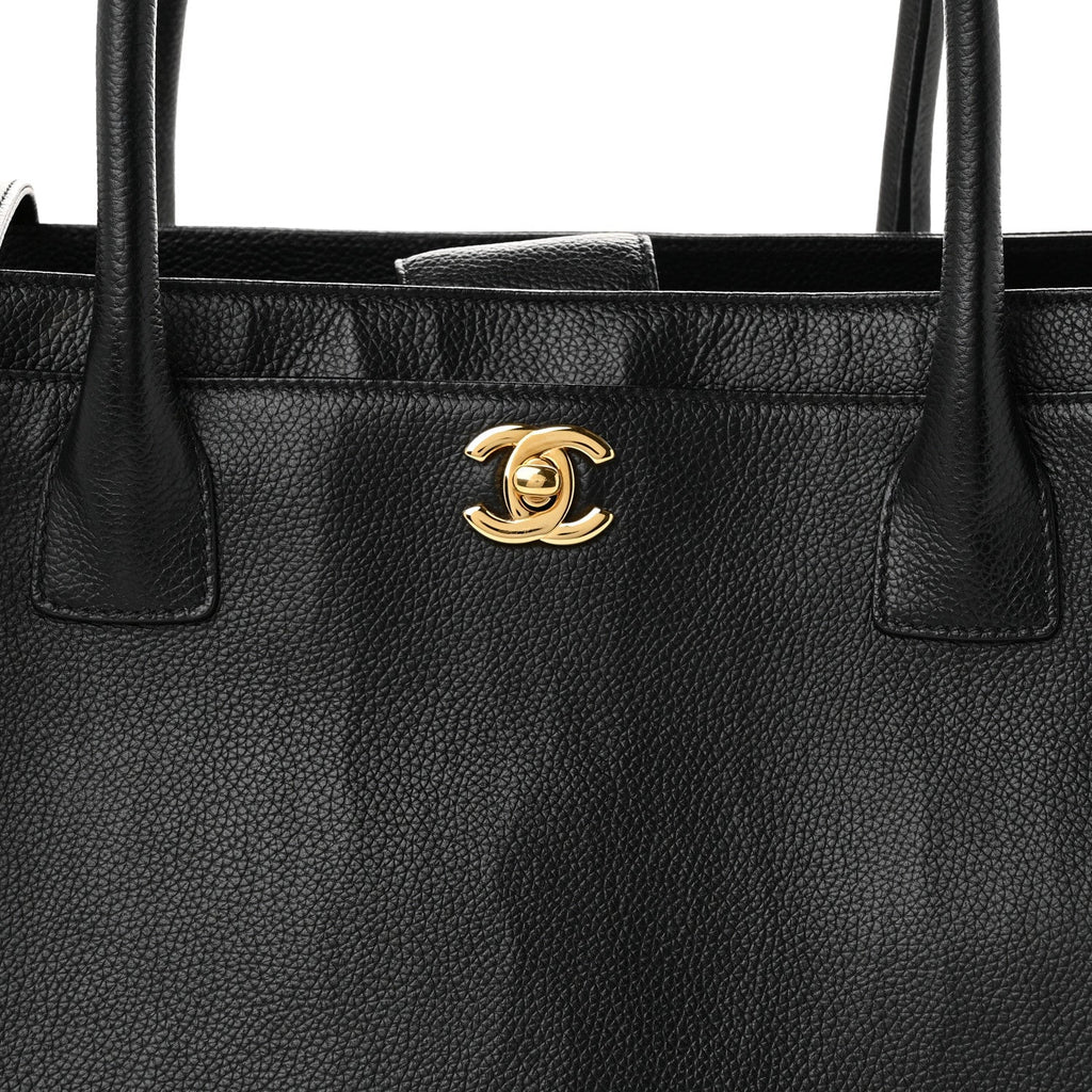 Calfskin Cerf Executive Shopper Tote Black