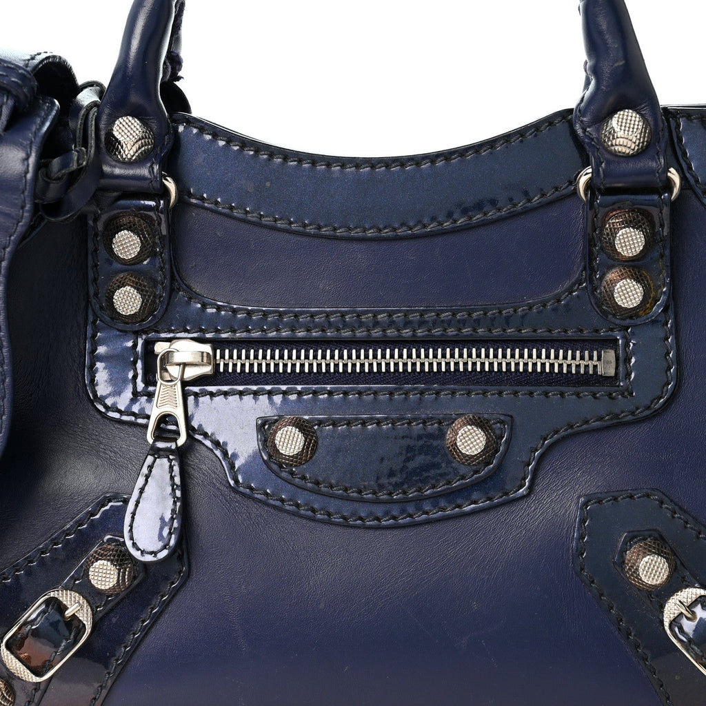 Smooth Calfskin Metallic Patent Giant 12 Silver Hardware Mini City Ultraviolet