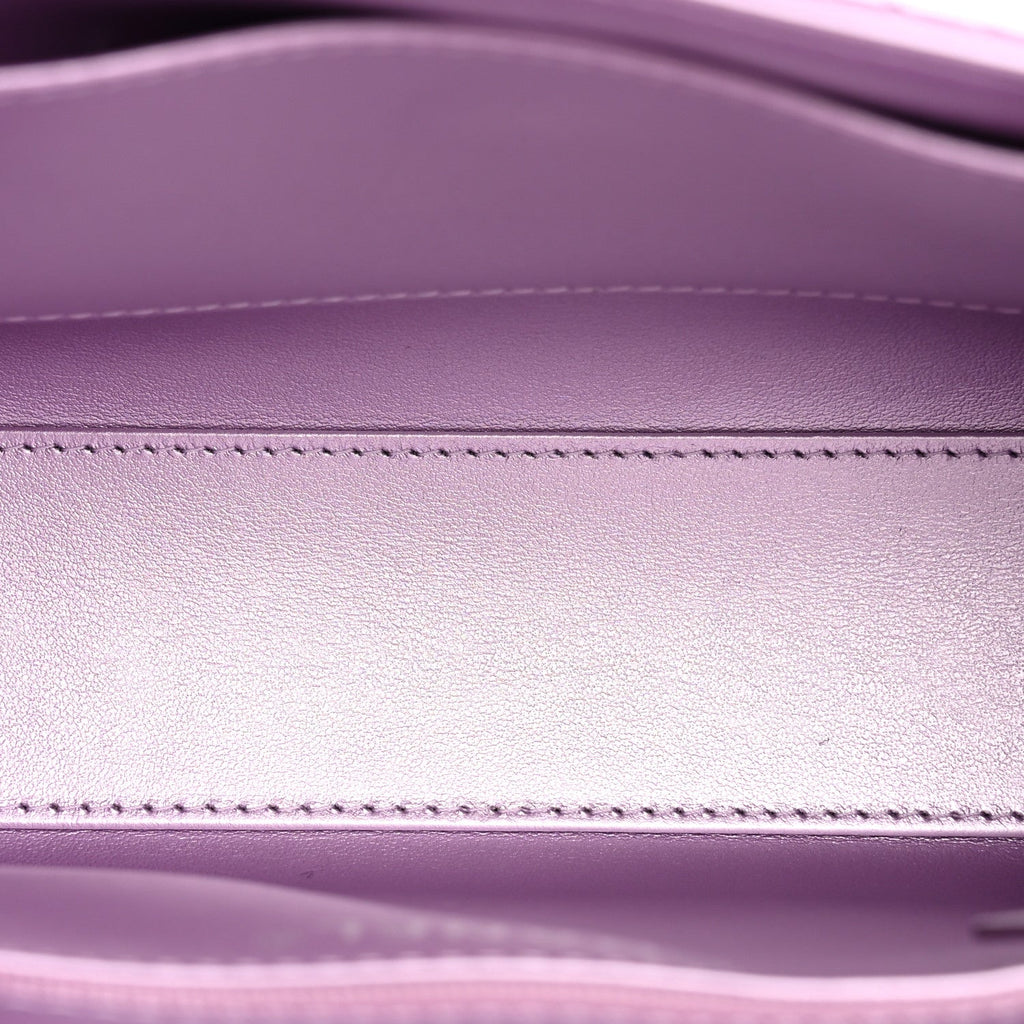 Metallic Aged Calfskin Quilted Nano Kelly Shopper Pink
