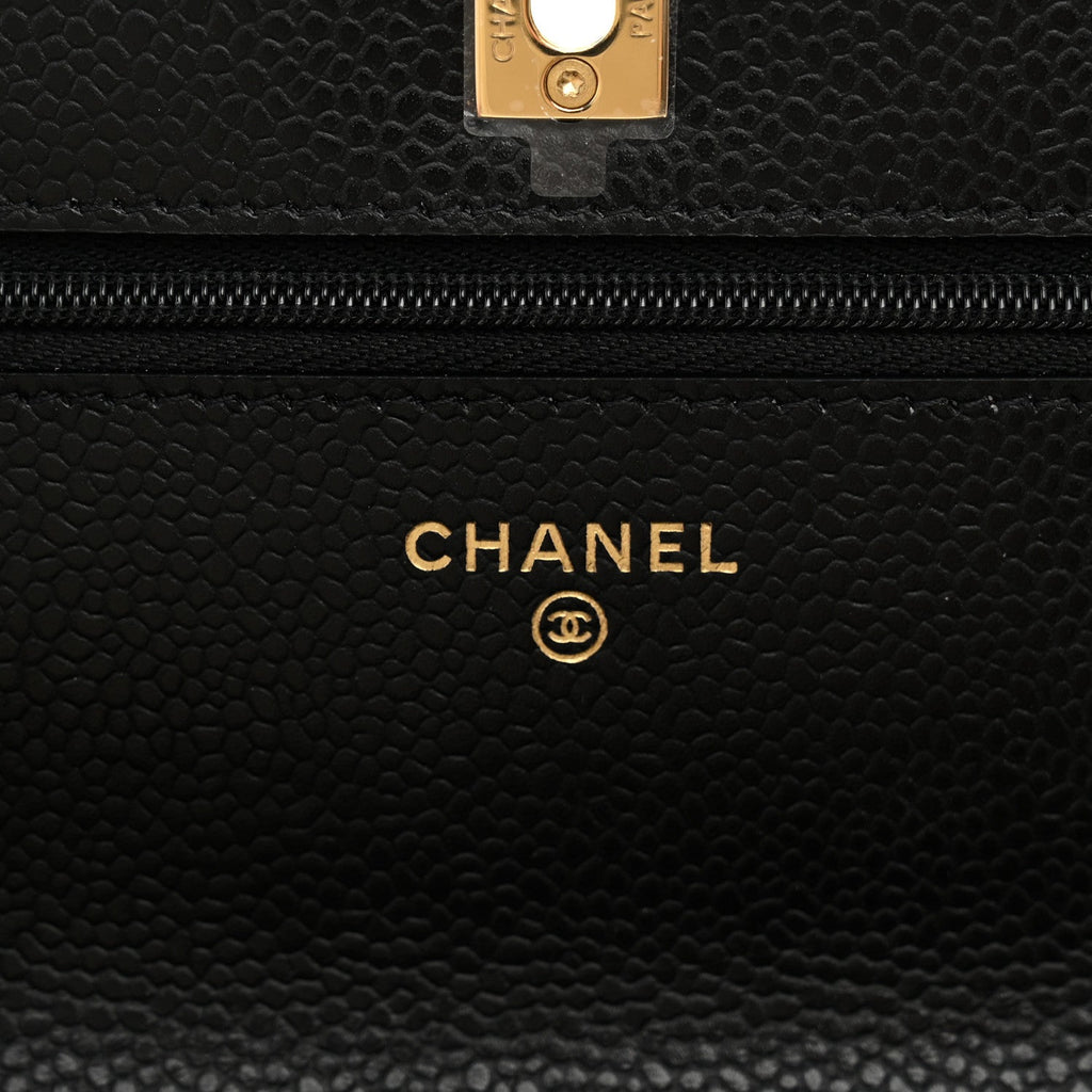 Caviar Quilted CC Turnlock Wallet On Chain WOC Black