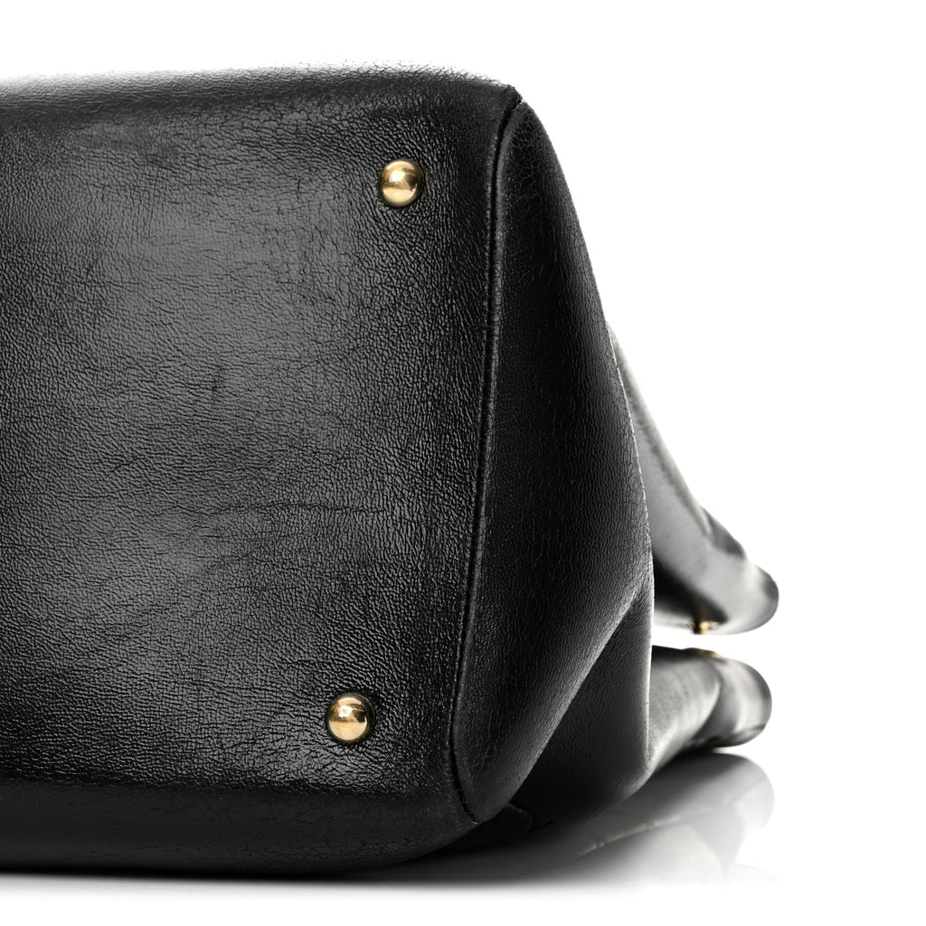 Shiny Lambskin Quilted Large 31 Shopping Bag Black