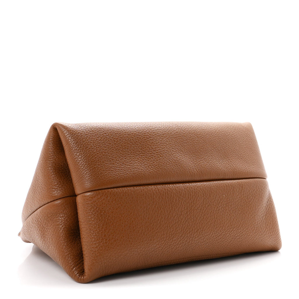Grained Calfskin Softbit Medium Shoulder Bag Brown