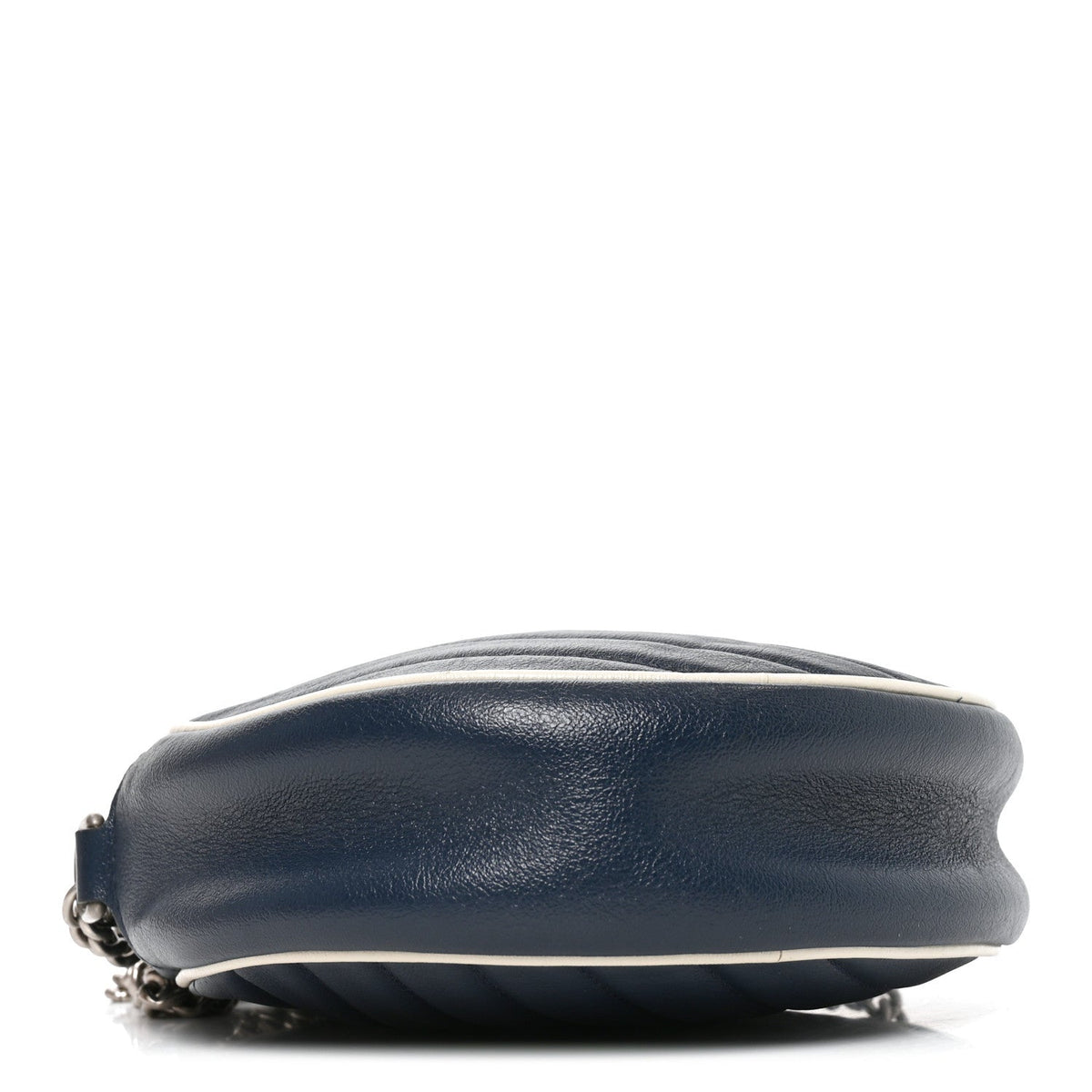 Azalea Calfskin Matelasse Diagonal Mini Torchon GG Marmont Round Shoulder Bag Blue Agata Mystic White