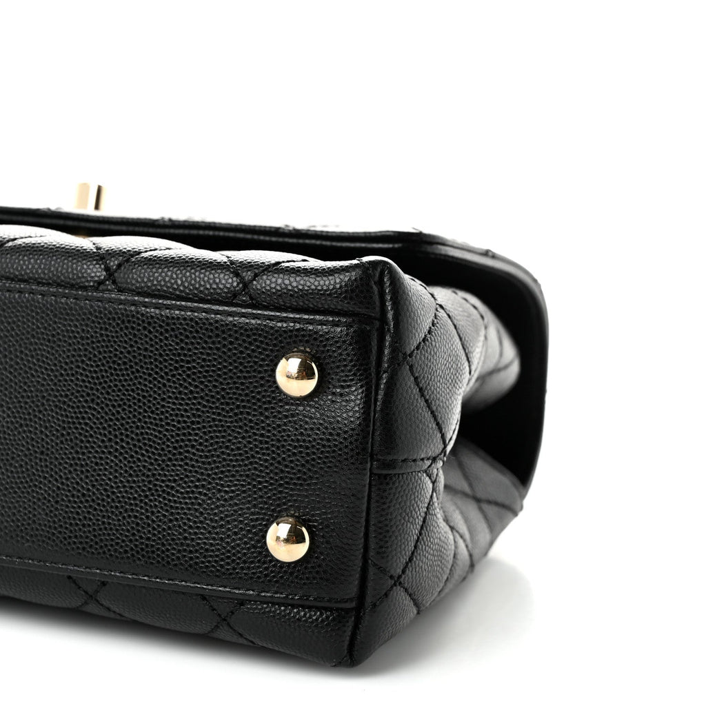 Caviar Quilted Mini Coco Handle Flap Black