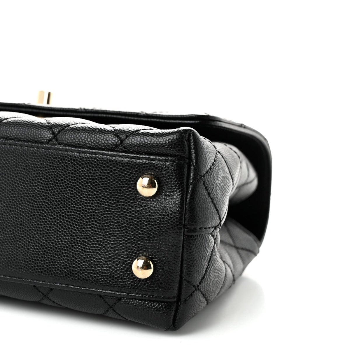 Caviar Quilted Mini Coco Handle Flap Black