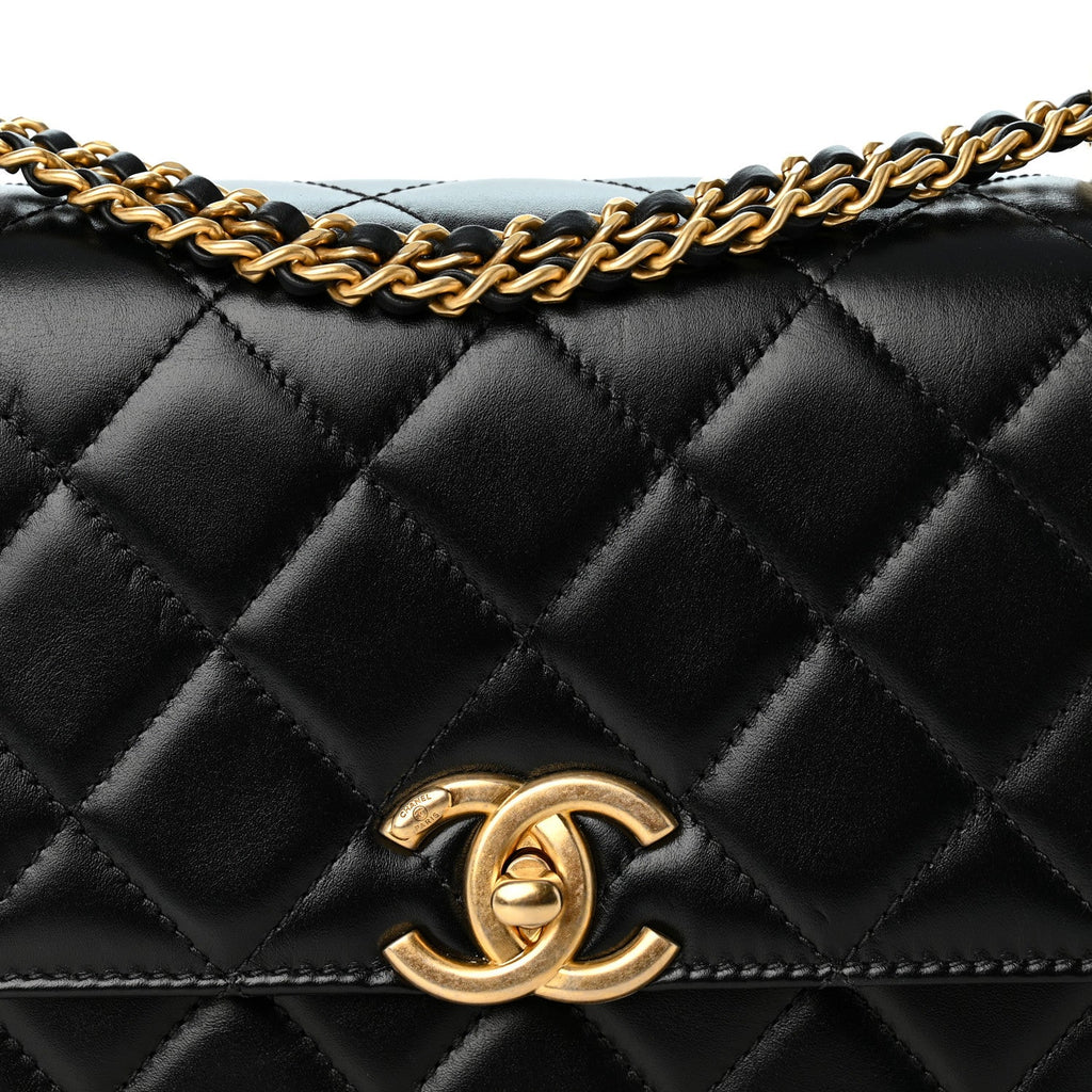Calfskin Quilted Perfect Fit Flap Black