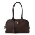 Calfskin Large Perfect Bowling Bag Dark Brown