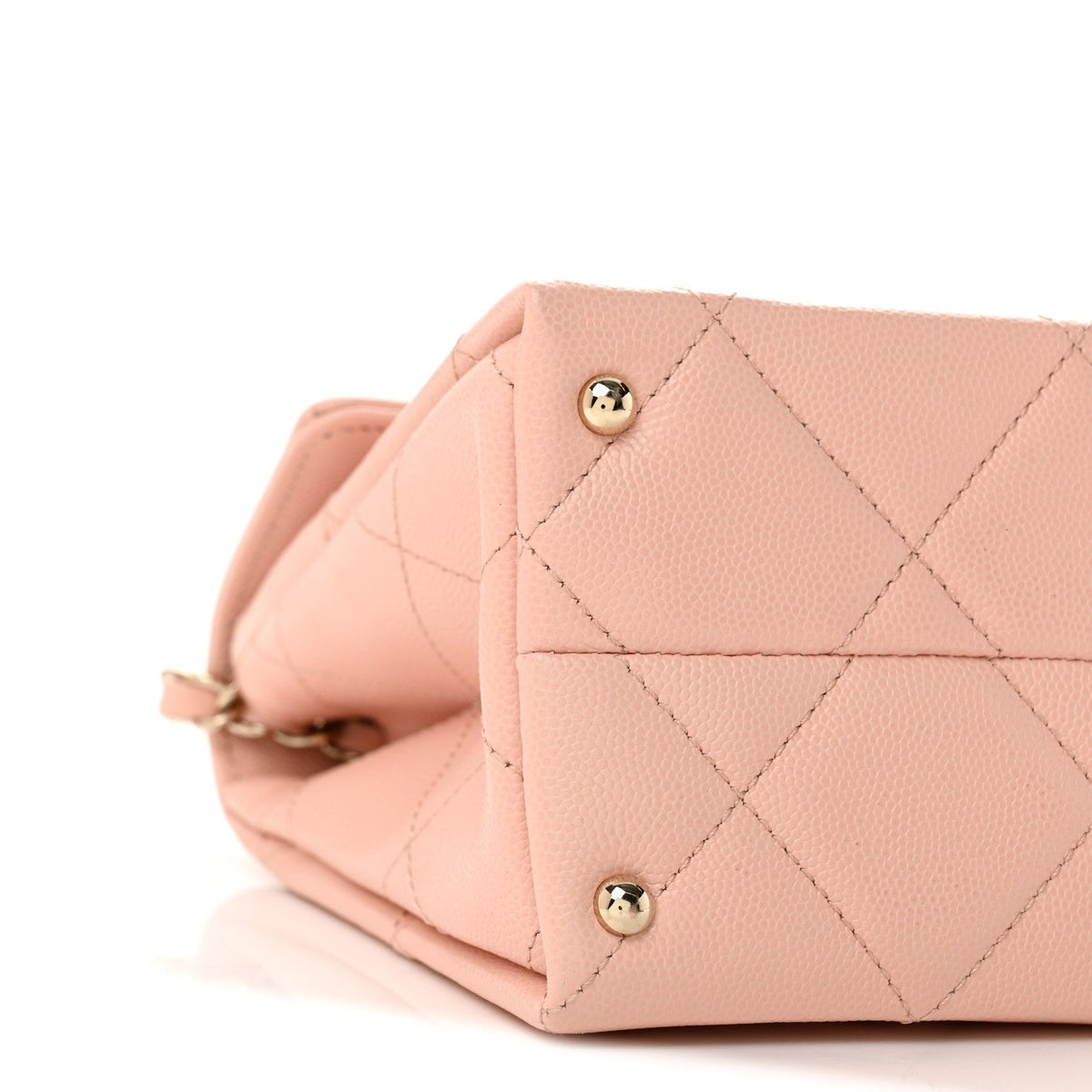 Caviar Quilted Mini Retro Twist Top Handle Flap Light Pink
